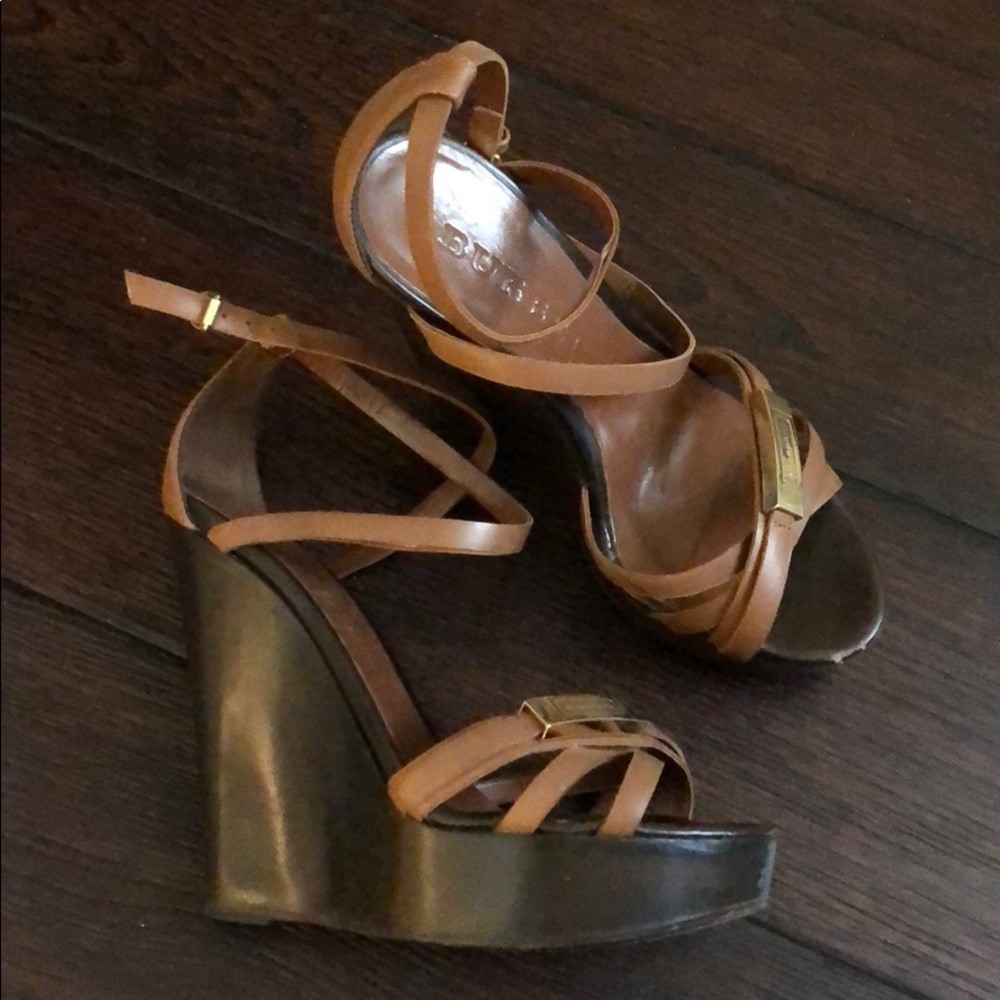 Burberry platform wedge sandals